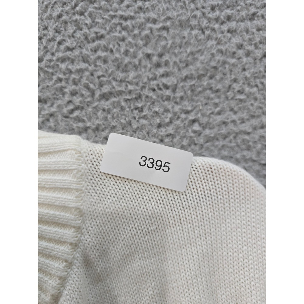 Patriotic White Cotton Full Zip American Flag Mock Neck Sweater Cardigan Medium - Picture 7 of 7